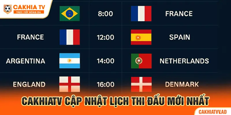Cakhiatv cập nhật lịch thi đấu mới nhất
